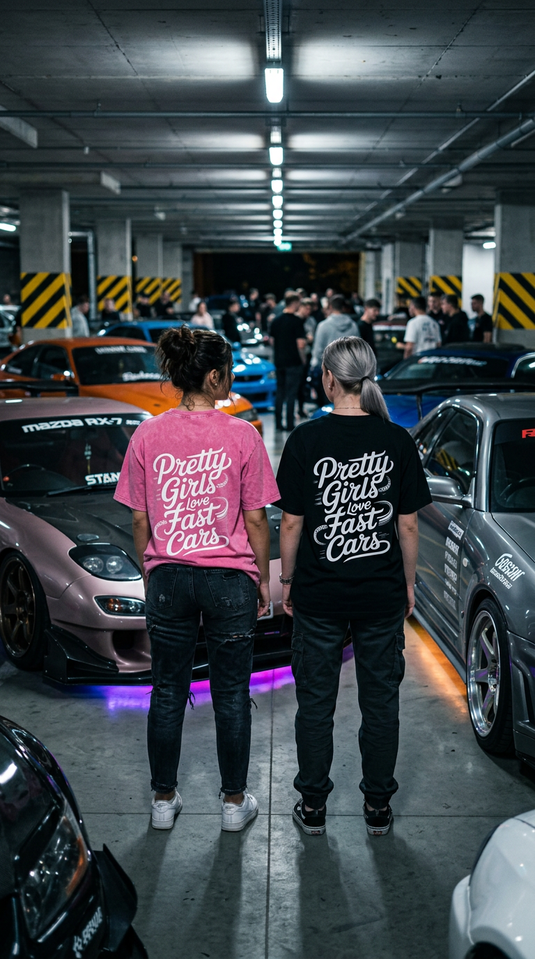 Pretty girls love fast cars T-shirt zwart
