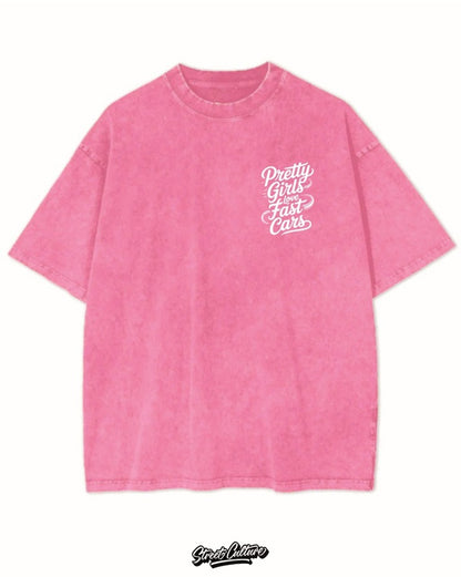 Pretty girls love fast cars T-shirt Roze