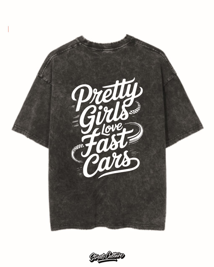 Pretty girls love fast cars T-shirt zwart