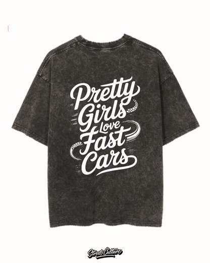 Pretty girls love fast cars T-shirt zwart