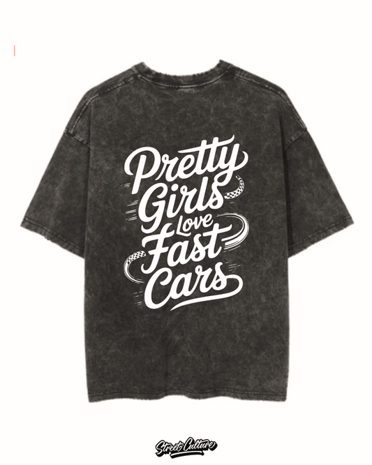 Pretty girls love fast cars T-shirt zwart